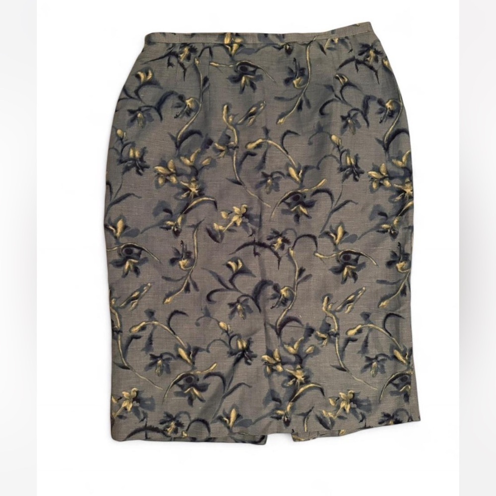 Harve Benard vintage Blue Floral Pencil Skirt/ linen blend size 10